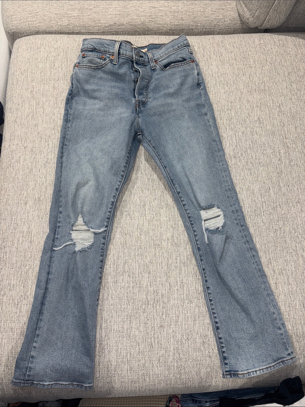 Levi's Light Blue Distressed Flare Jeans